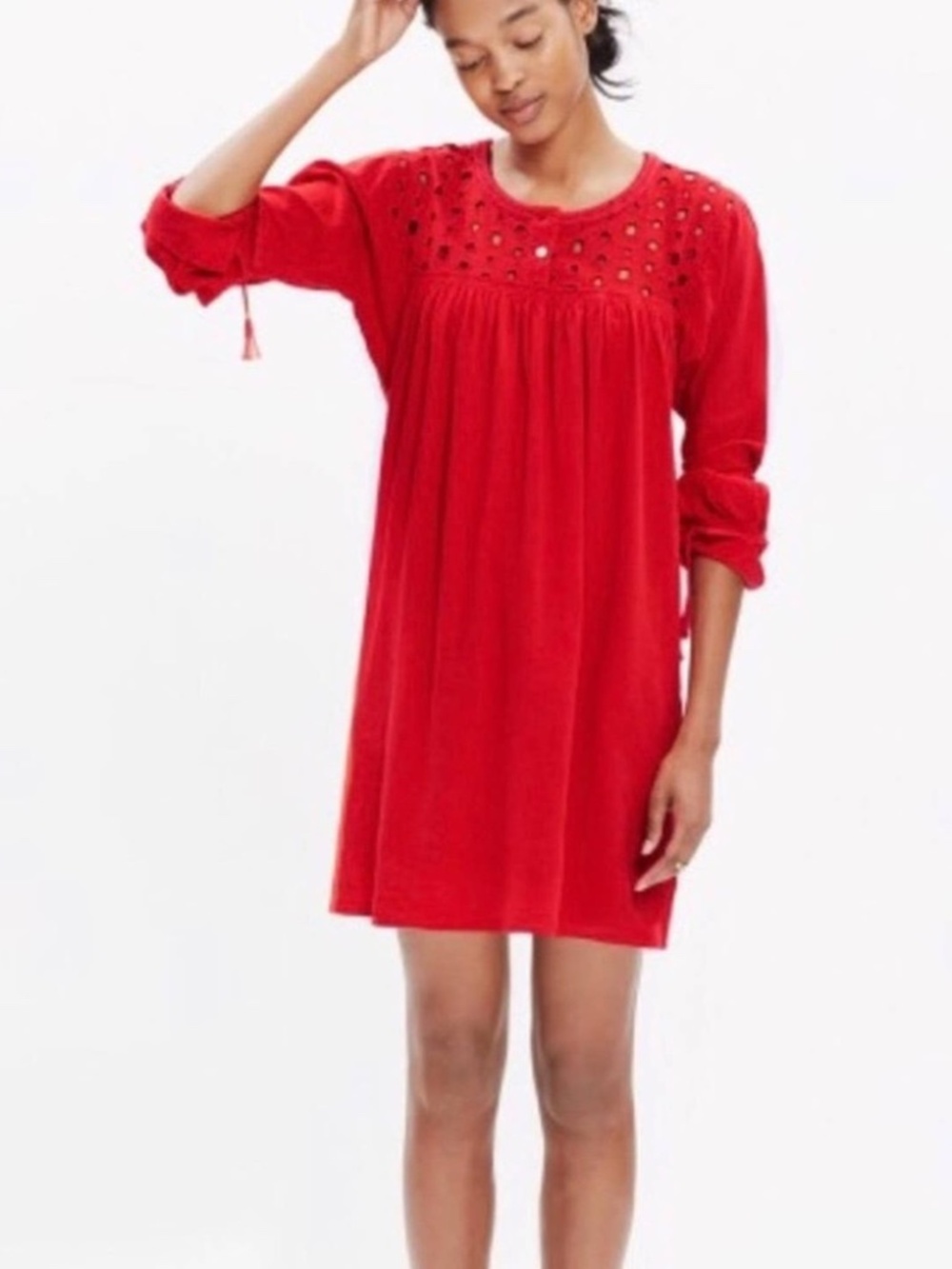 Madewell Daybreak Eyelet Linen Blend Dress